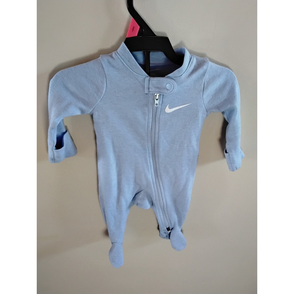 Nike Baby Boys Light Blue Footed Sleeper Zipper Romper Newborn